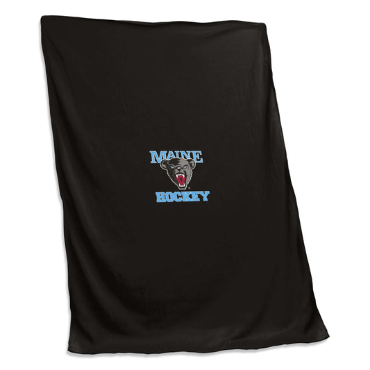 Maine Black Screened Sweatshirt Blanket f/ Hockey Logo - Logo Brands - Flyclothing LLC