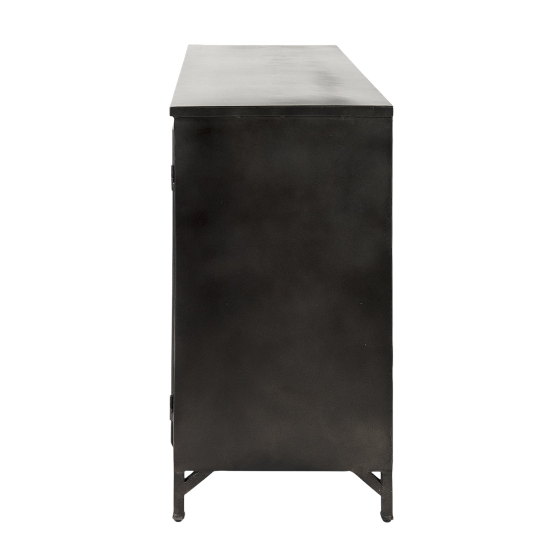 Rustic Black Metal Cabinet With Glass Doors