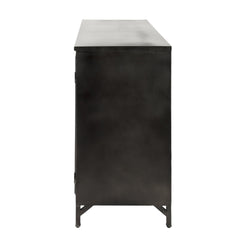 Rustic Black Metal Cabinet With Glass Doors