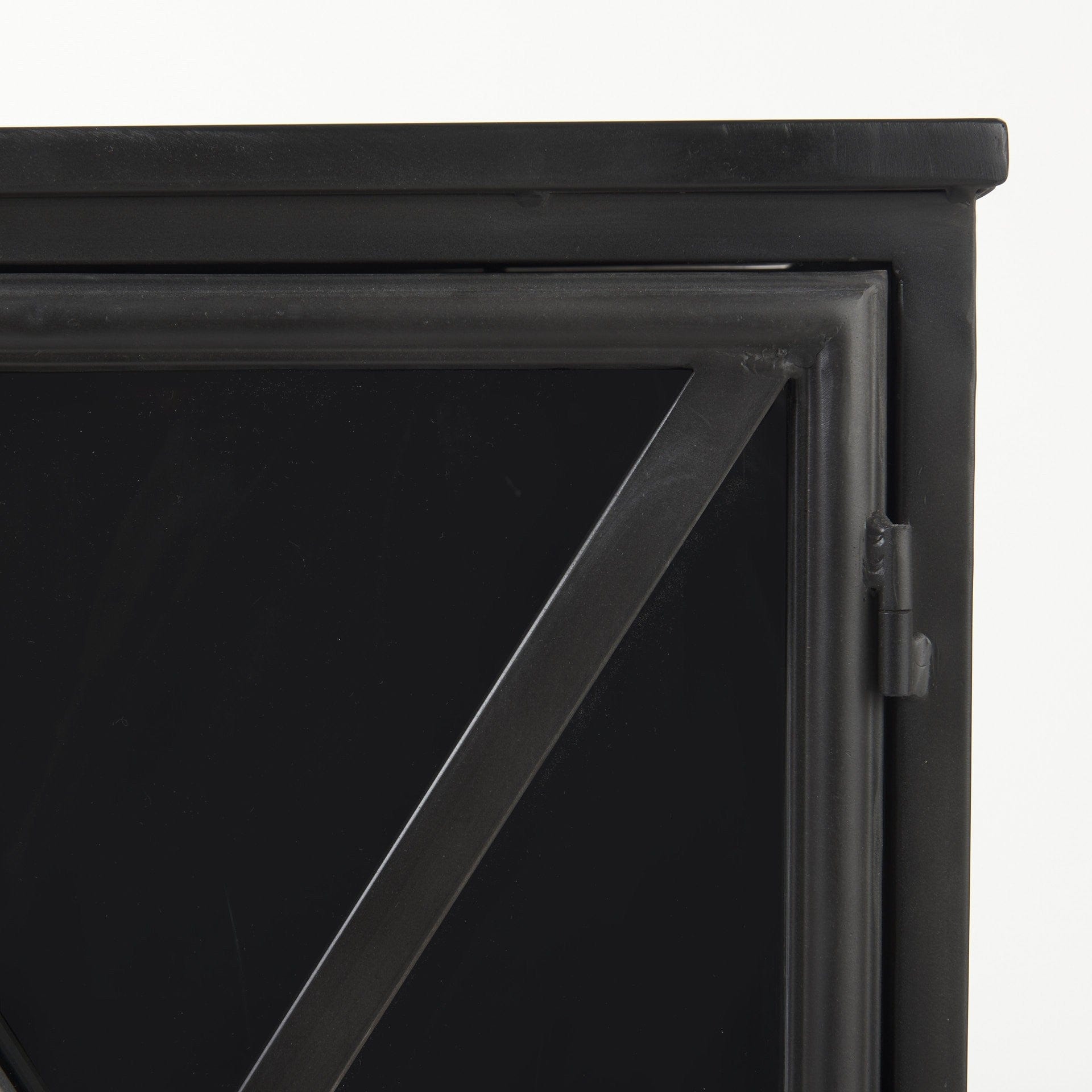Rustic Black Metal Cabinet With Glass Doors - Homeroots