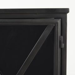 Rustic Black Metal Cabinet With Glass Doors - Homeroots