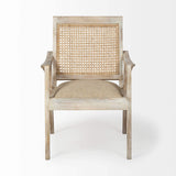 28" Cream And Natural Fabric Distressed Arm Chair - Homeroots - Flyclothing LLC