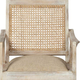 28" Cream And Natural Fabric Distressed Arm Chair - Homeroots - Flyclothing LLC