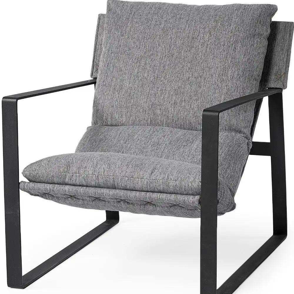 Stone Gray And Black Metal Sling Chair - Homeroots - Flyclothing LLC