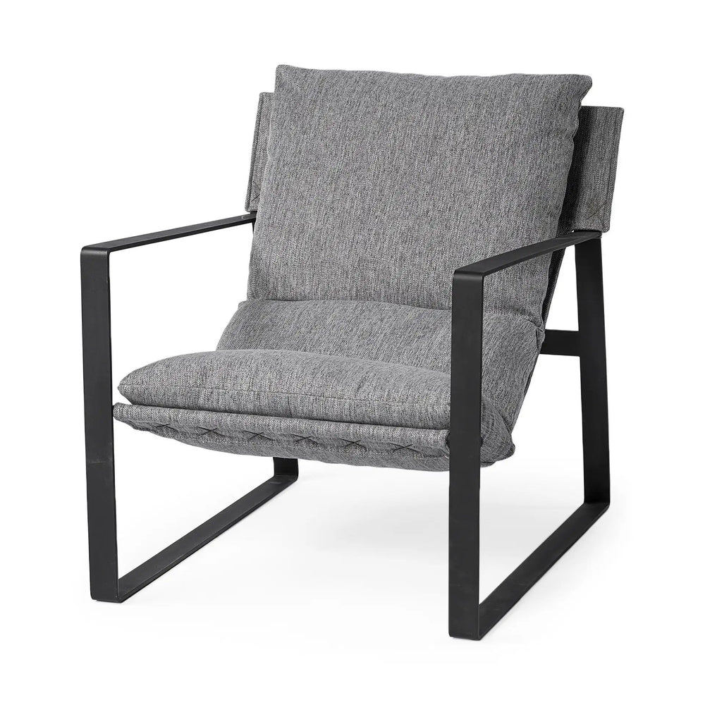 Stone Gray And Black Metal Sling Chair - Homeroots