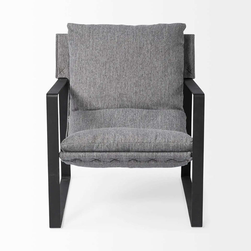 Stone Gray And Black Metal Sling Chair - Homeroots - Flyclothing LLC