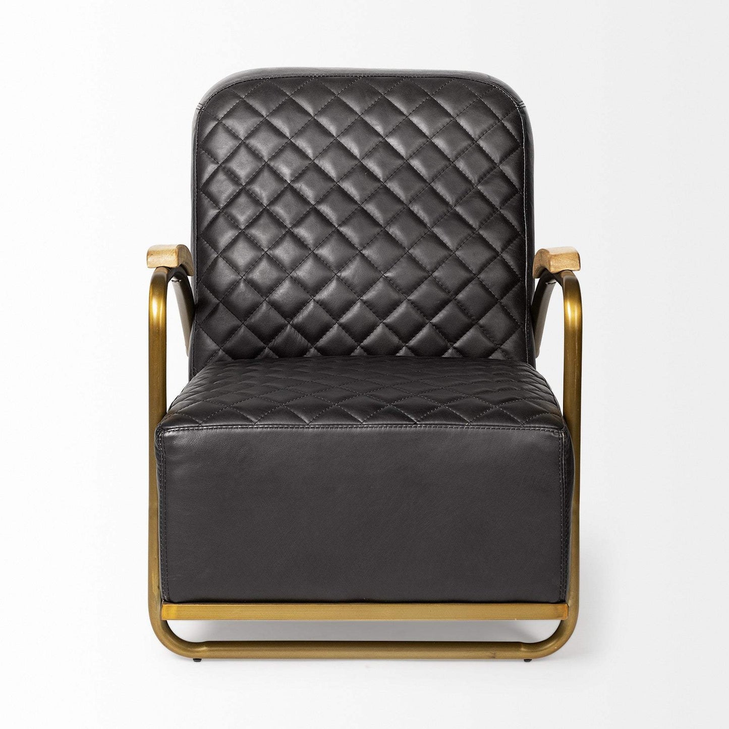 36" Black And Gold Leather Lounge Chair - Homeroots - Flyclothing LLC