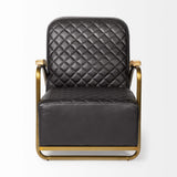 36" Black And Gold Leather Lounge Chair - Homeroots - Flyclothing LLC