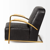 36" Black And Gold Leather Lounge Chair - Homeroots - Flyclothing LLC