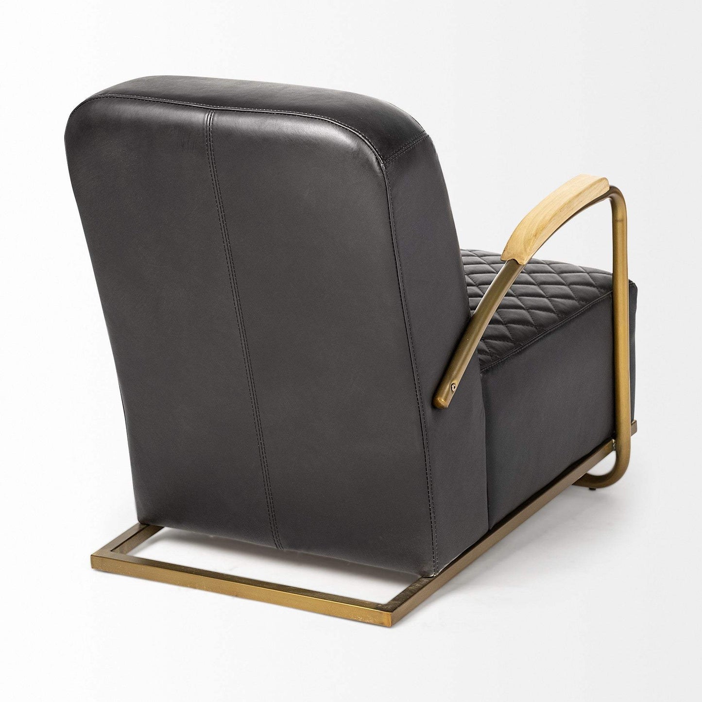 36" Black And Gold Leather Lounge Chair - Homeroots - Flyclothing LLC