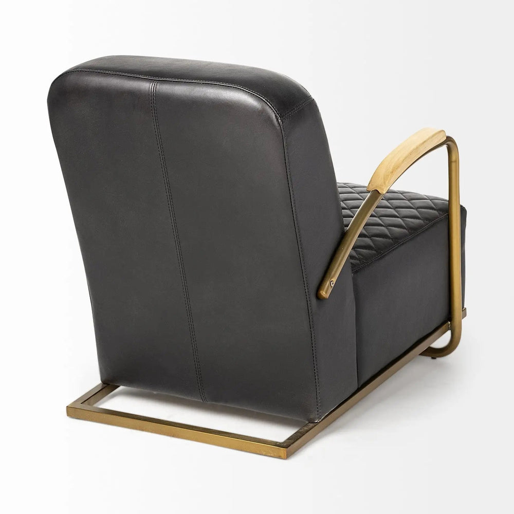 36" Black And Gold Leather Lounge Chair - Homeroots