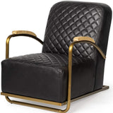 36" Black And Gold Leather Lounge Chair - Homeroots - Flyclothing LLC