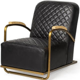 36" Black And Gold Leather Lounge Chair - Homeroots