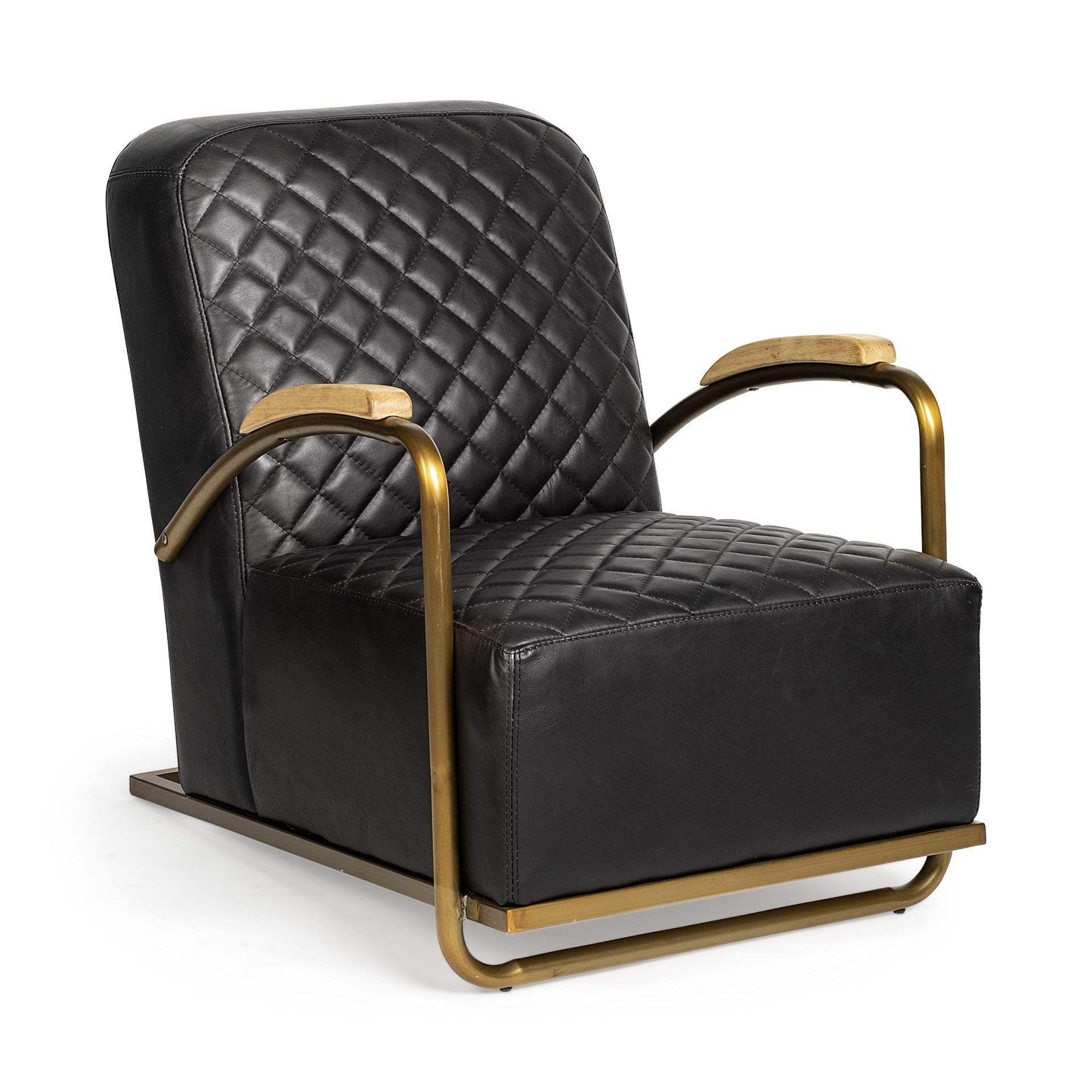 36" Black And Gold Leather Lounge Chair - Homeroots - Flyclothing LLC