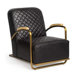 36" Black And Gold Leather Lounge Chair - Homeroots - Flyclothing LLC