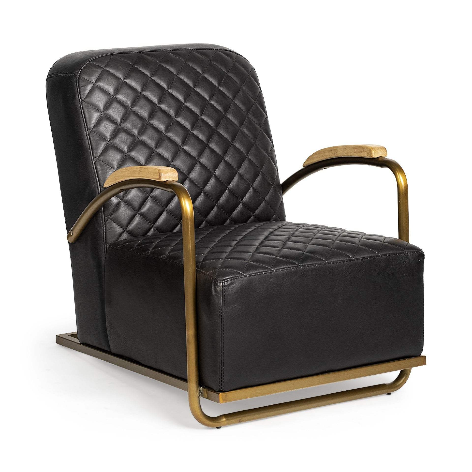 36" Black And Gold Leather Lounge Chair - Homeroots - Flyclothing LLC