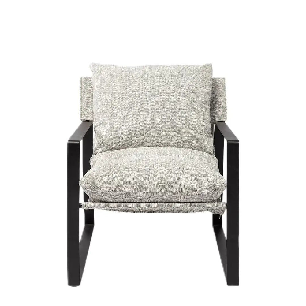 35" Gray And Black Fabric Lounge Chair - Homeroots