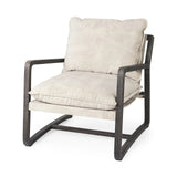 34" Cream And Black Fabric Lounge Chair - Homeroots