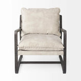 34" Cream And Black Fabric Lounge Chair - Homeroots
