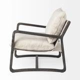 34" Cream And Black Fabric Lounge Chair - Homeroots