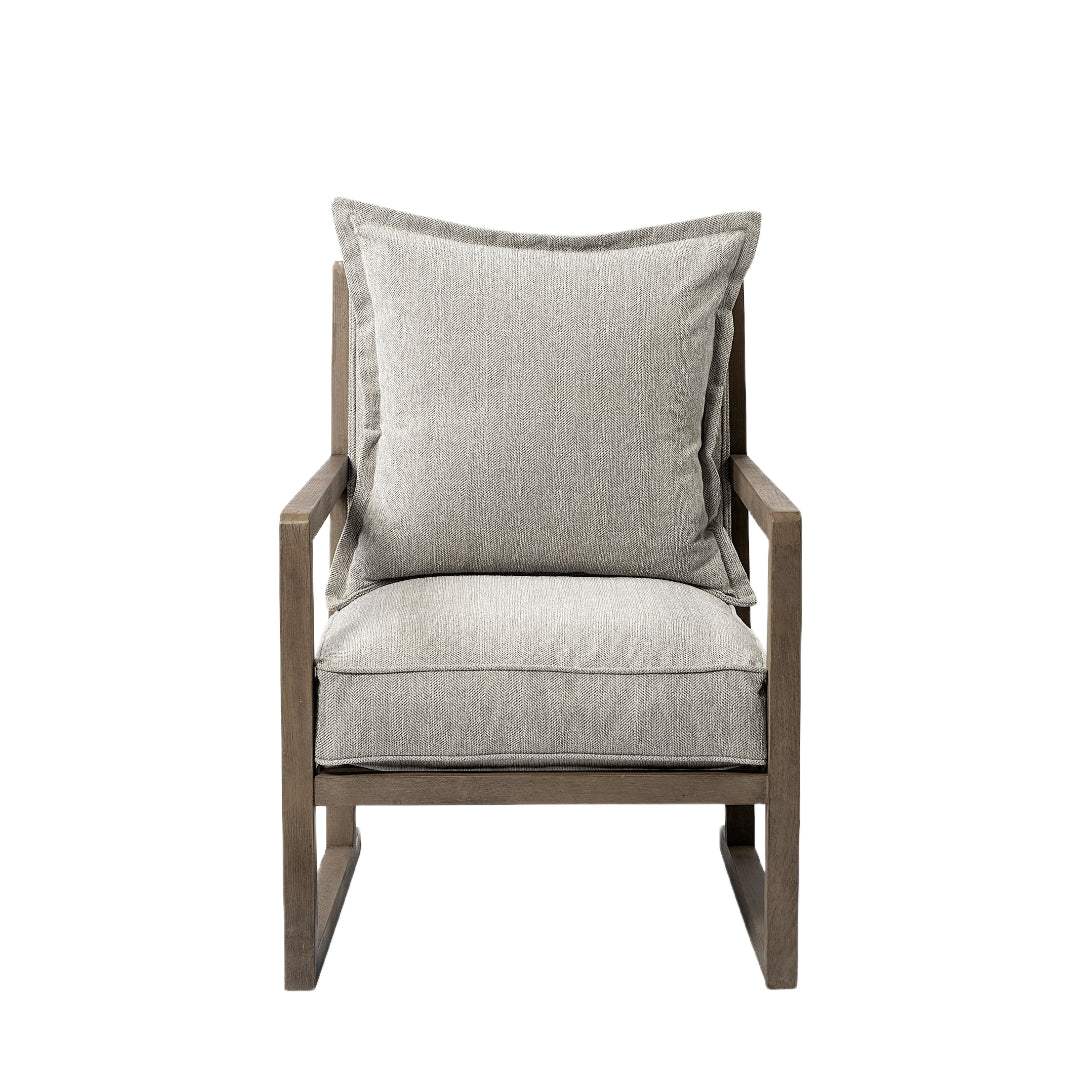32" Ash Gray And Brown Fabric Arm Chair - Homeroots - Flyclothing LLC
