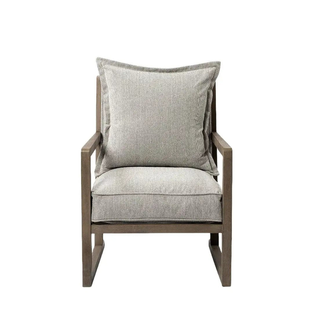 32" Ash Gray And Brown Fabric Arm Chair - Homeroots