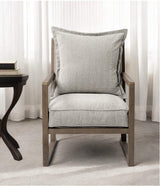 32" Ash Gray And Brown Fabric Arm Chair - Homeroots - Flyclothing LLC