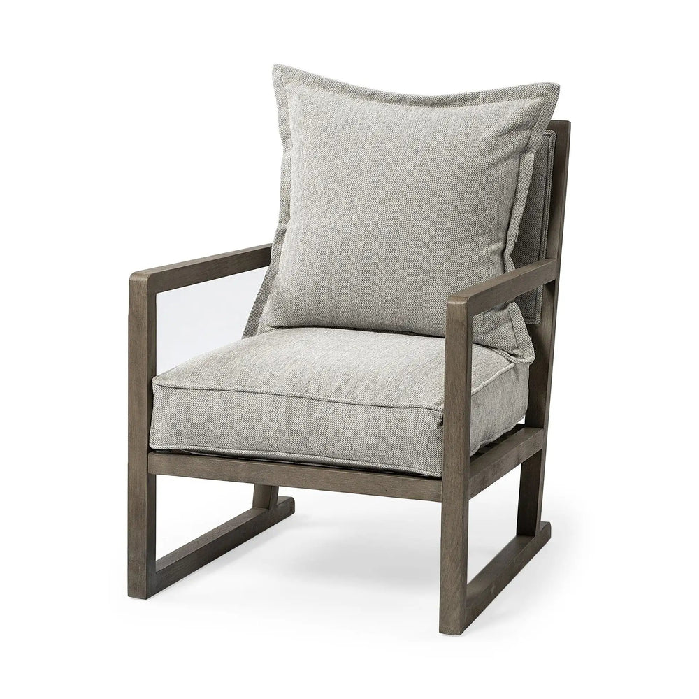 32" Ash Gray And Brown Fabric Arm Chair - Homeroots