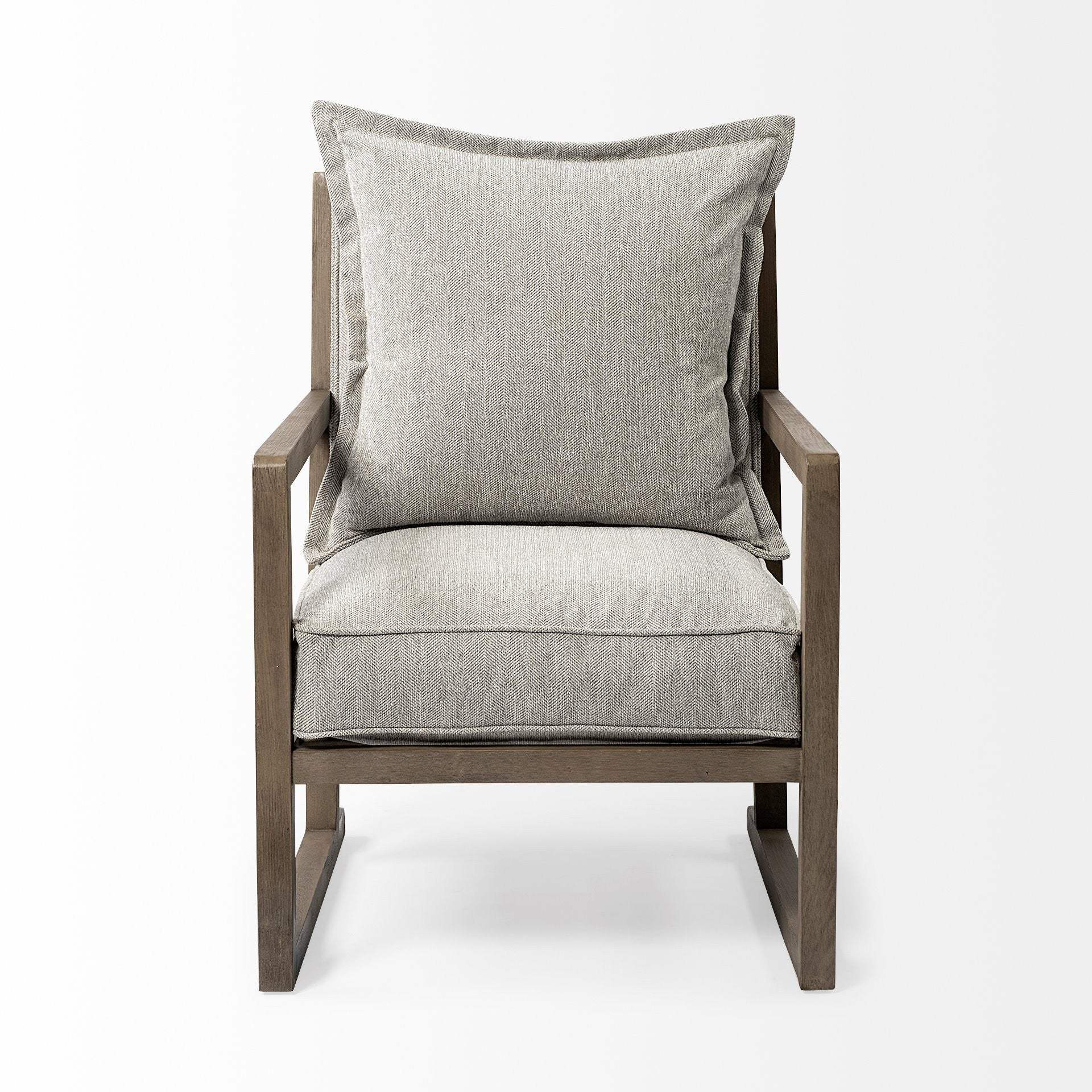 32" Ash Gray And Brown Fabric Arm Chair - Homeroots - Flyclothing LLC