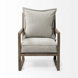 32" Ash Gray And Brown Fabric Arm Chair - Homeroots
