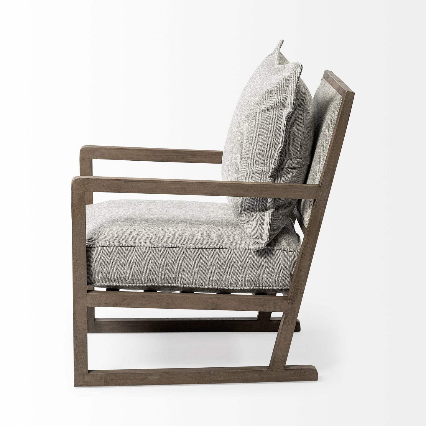 32" Ash Gray And Brown Fabric Arm Chair - Homeroots - Flyclothing LLC