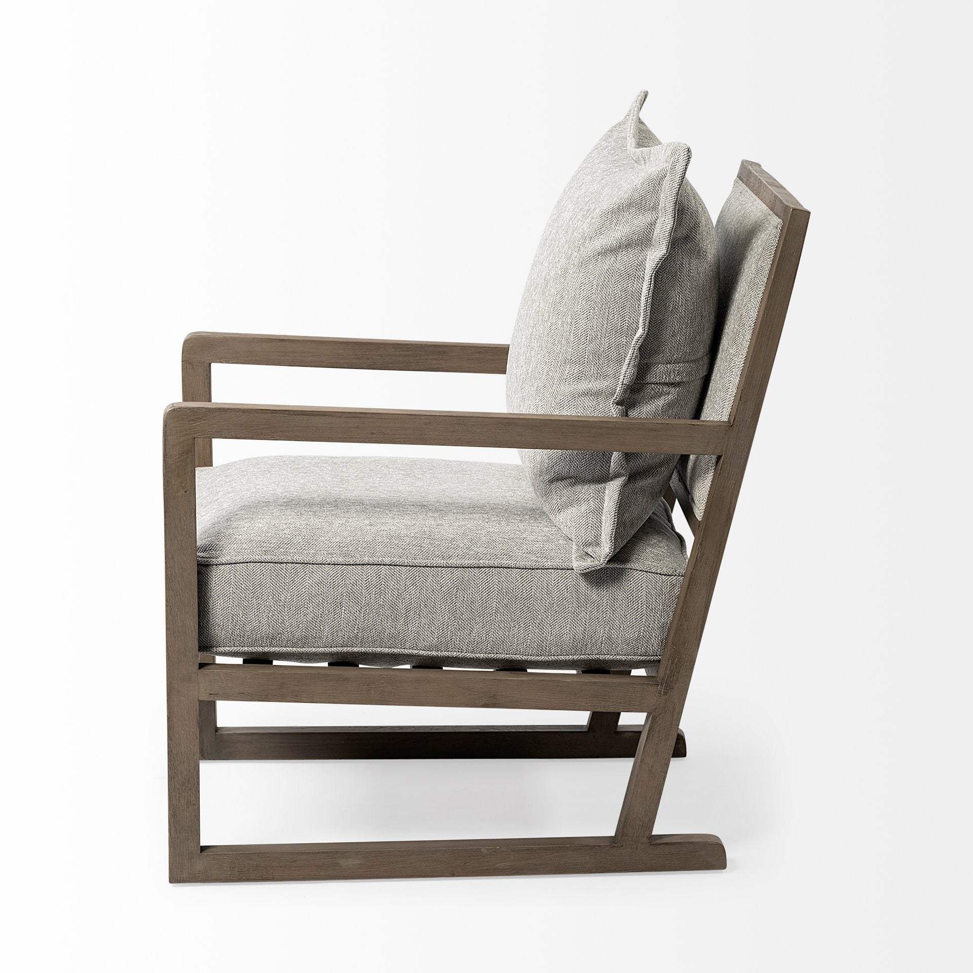 32" Ash Gray And Brown Fabric Arm Chair - Homeroots - Flyclothing LLC