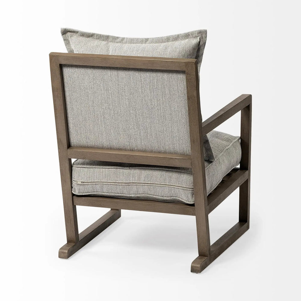 32" Ash Gray And Brown Fabric Arm Chair - Homeroots