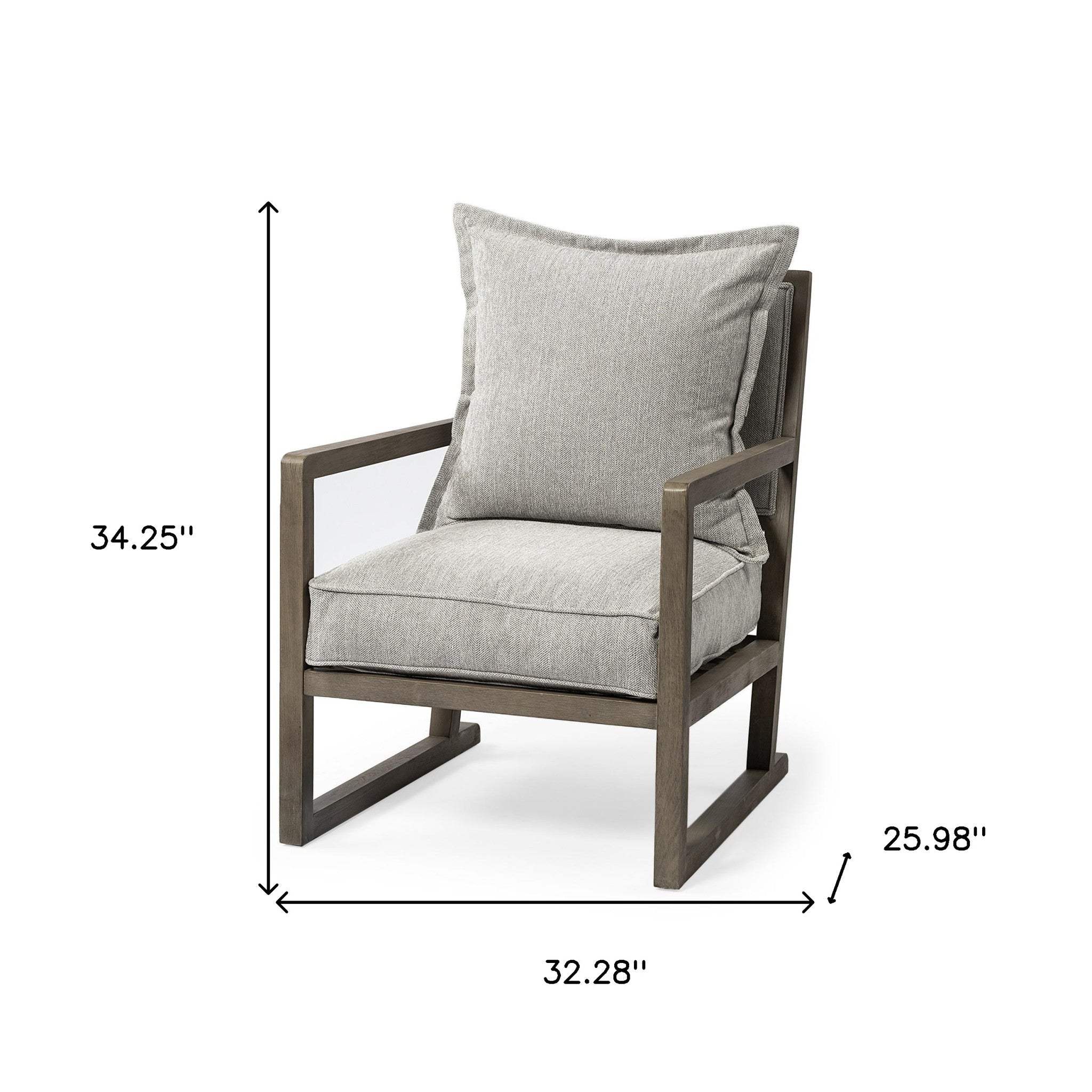 32" Ash Gray And Brown Fabric Arm Chair - Homeroots - Flyclothing LLC