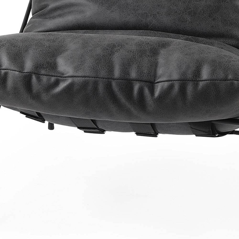 Black Faux Leather Contemporary Metal Chair - Homeroots - Flyclothing LLC
