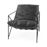Black Faux Leather Contemporary Metal Chair - Homeroots