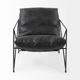 Black Faux Leather Contemporary Metal Chair - Homeroots