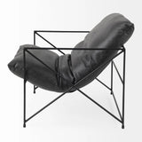 Black Faux Leather Contemporary Metal Chair - Homeroots