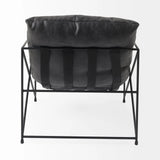 Black Faux Leather Contemporary Metal Chair - Homeroots