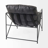 Black Faux Leather Contemporary Metal Chair - Homeroots - Flyclothing LLC