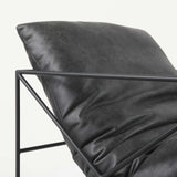 Black Faux Leather Contemporary Metal Chair - Homeroots - Flyclothing LLC