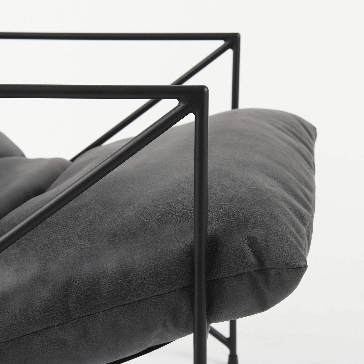 Black Faux Leather Contemporary Metal Chair - Homeroots - Flyclothing LLC