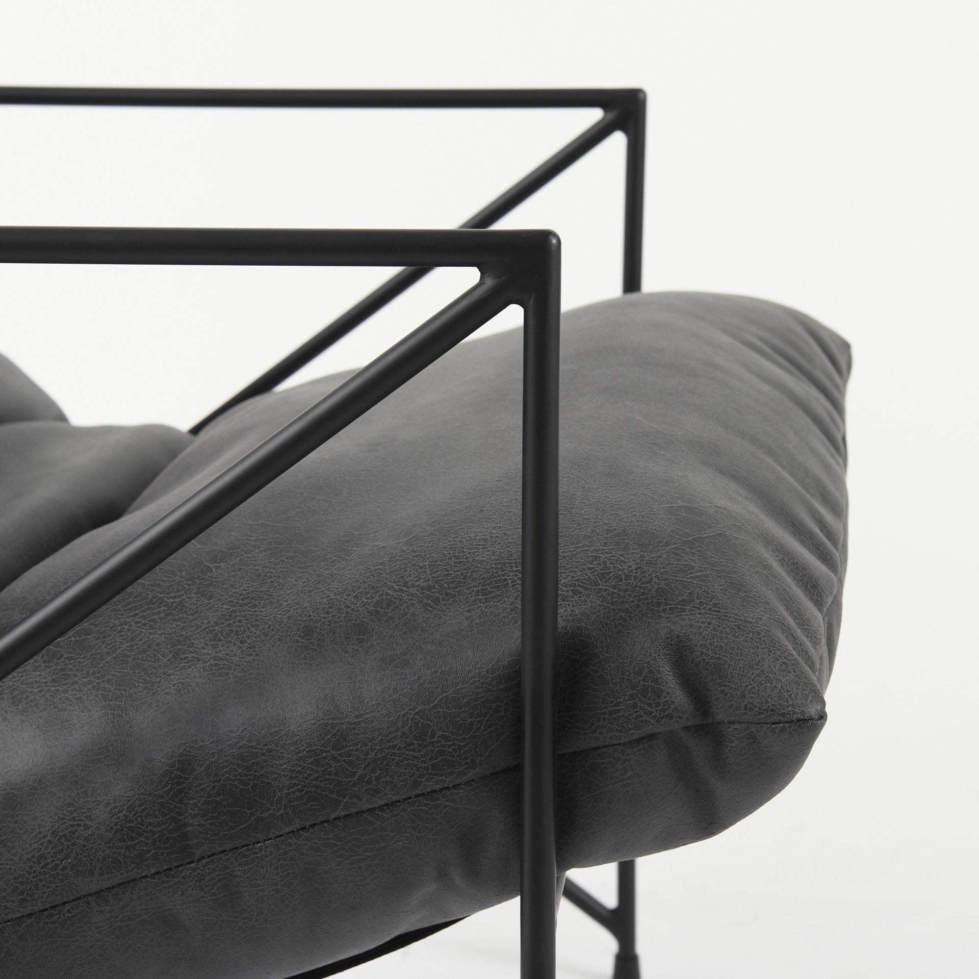 Black Faux Leather Contemporary Metal Chair - Homeroots - Flyclothing LLC