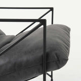 Black Faux Leather Contemporary Metal Chair - Homeroots - Flyclothing LLC