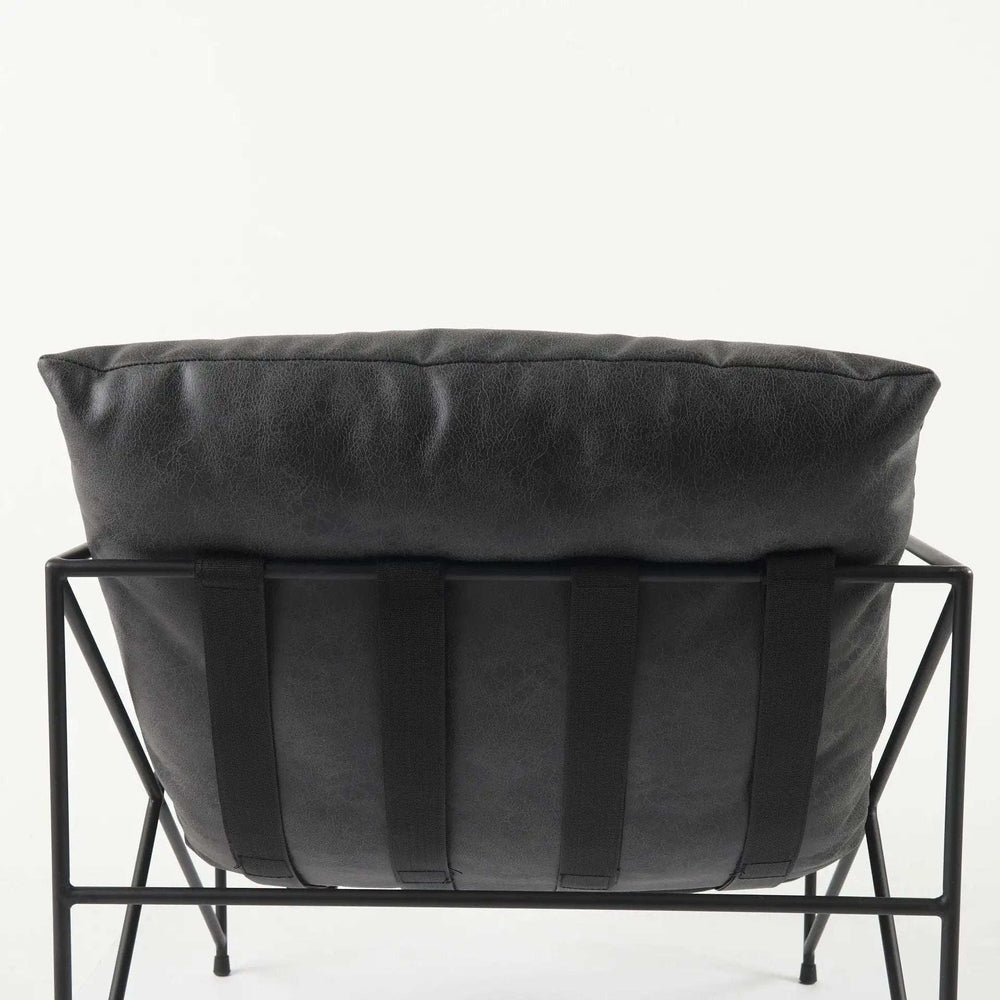 Black Faux Leather Contemporary Metal Chair - Homeroots - Flyclothing LLC