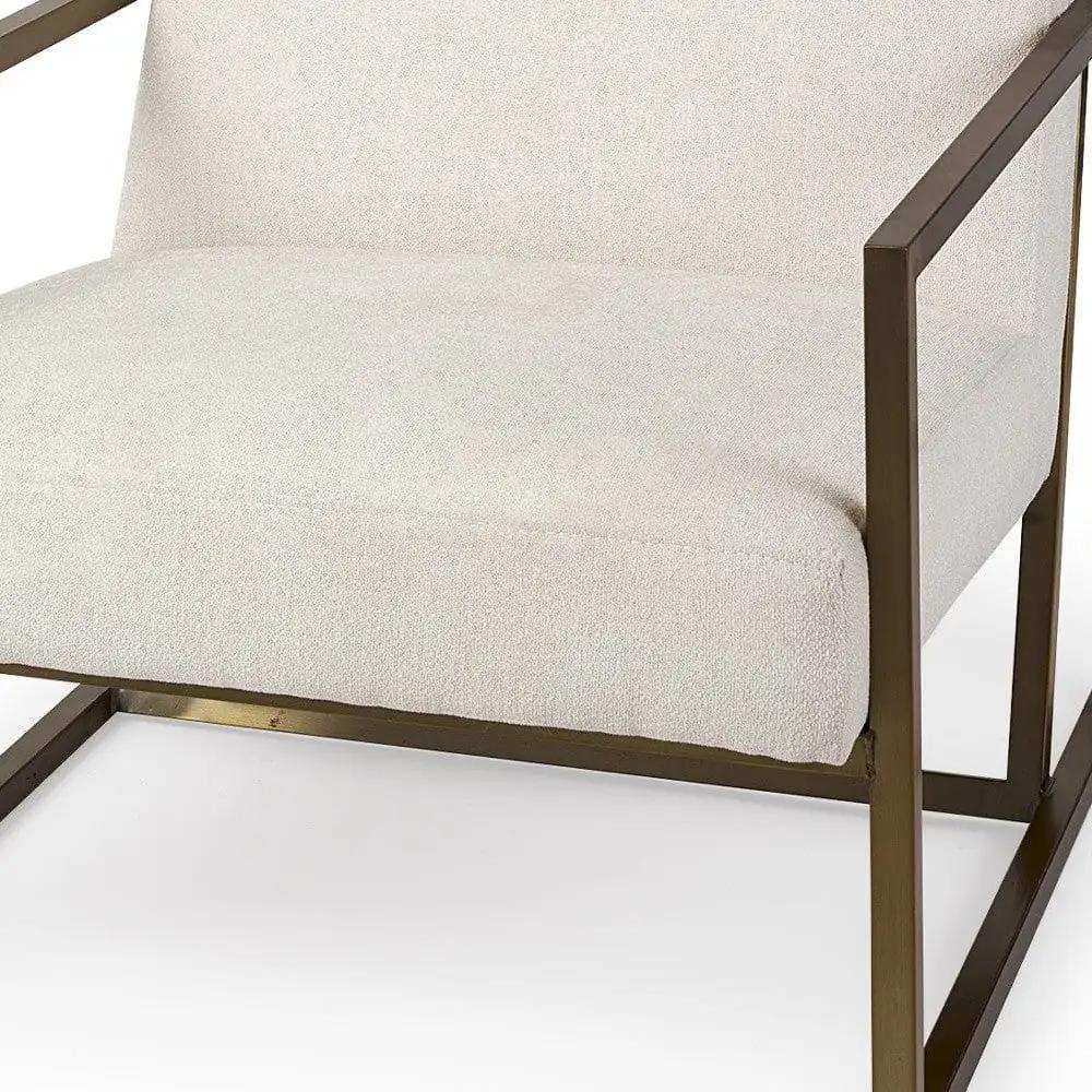 Geo Modern Cream And Gold Accent Or Side Chair - Homeroots - Flyclothing LLC