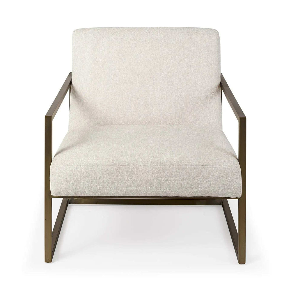 Geo Modern Cream And Gold Accent Or Side Chair - Homeroots - Flyclothing LLC