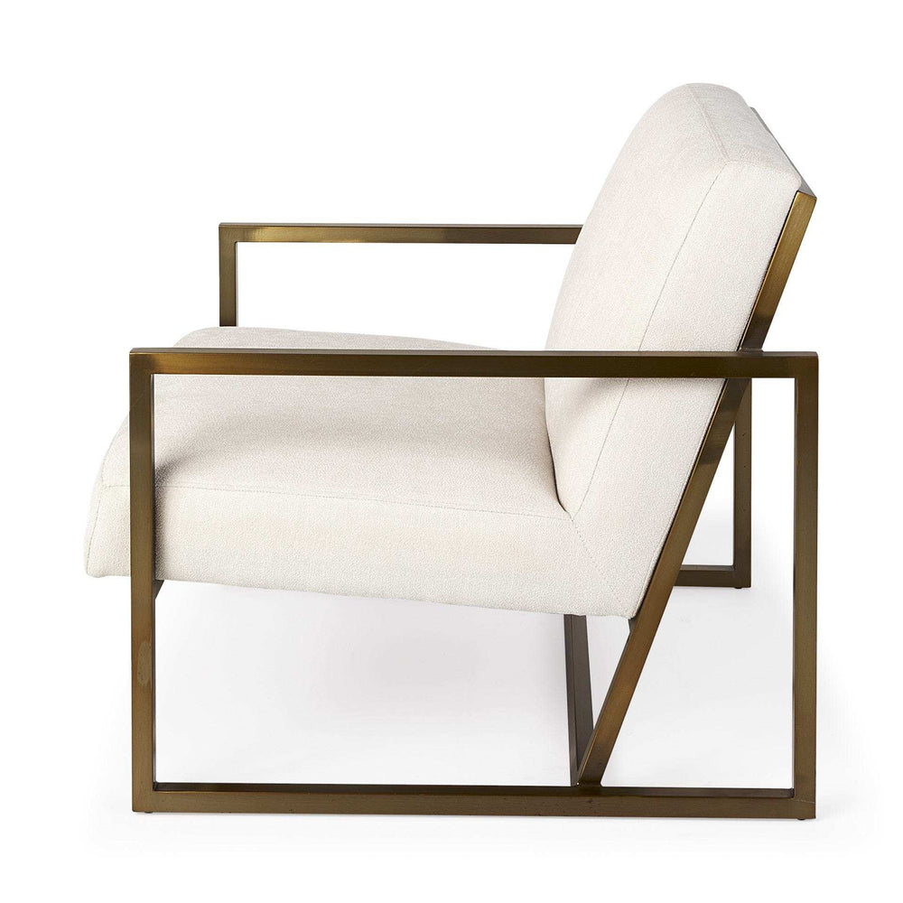 Geo Modern Cream And Gold Accent Or Side Chair - Homeroots - Flyclothing LLC