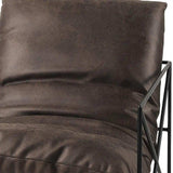 Dark Brown Faux Leather Contemporary Metal Chair - Homeroots - Flyclothing LLC