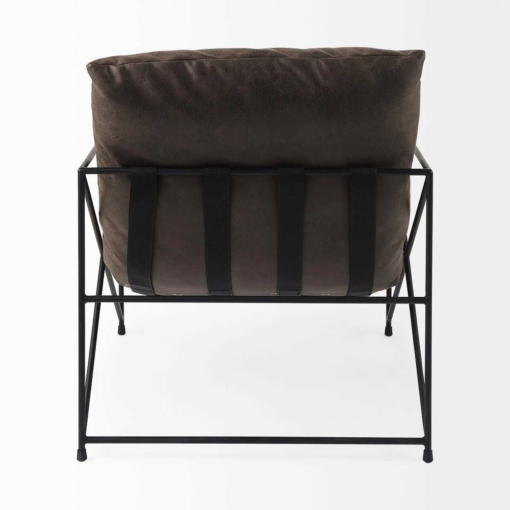Dark Brown Faux Leather Contemporary Metal Chair - Homeroots - Flyclothing LLC